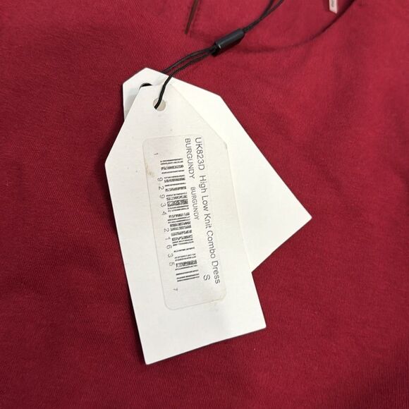 NWT English Factory Puff Sleeve High Low Knit Combo Dress size S - Picture 13 of 16